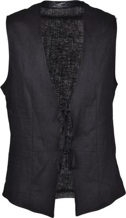 Daniele Alessandrini Jassen, Heren, Zwart, L, Linnen, Stijlvol Linnen Vest