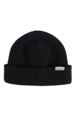 Balenciaga Rib Wool Beanie in 1000 Black at Nordstrom, Size 2