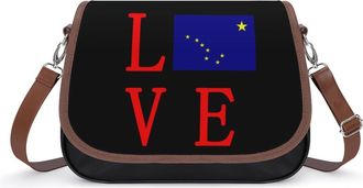 Generic Love Alaska State Flag Crossbody Bag Womens Handbag PU Message Bags Shoulder Purse with Adjustable Strap