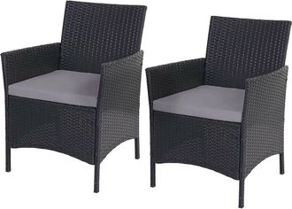 Hhg Nunca Usado] Lote De 2 Sillones De Jard&iacute;n De Poly Rat&aacute;n Halden, Sill&oacute;n De Mimbre, Antracita, Cojines Antracita