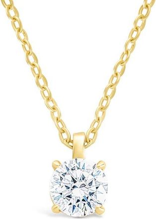 Sterling Forever Round Cubic Zirconia Pendant Necklace in Gold at Nordstrom