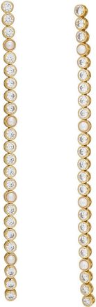 Kurt Geiger Cubic Zirconia & Faux Pearl Linear Drop Earrings at Nordstrom Rack