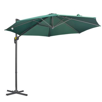 OUTSUNNY 3 x 3(m) Cantilever Parasol Garden Umbrella with Cross Base Green | TJ Hughes