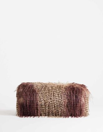Topshop Ciara pochette strutturata oversize con risvolto in pelliccia sintetica bordeaux m&eacute;lange-Rosso
