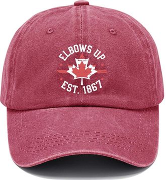 Generic Elbows Up Canada Est 1867 Hat, Funny Canada Baseball Cap Claret