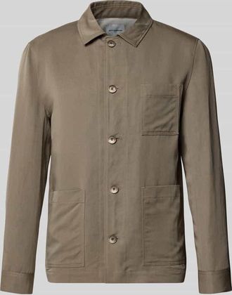 Roy Robson Regular Fit Hemdjacke aus Lyocell-Mix mit Leinen-Anteil in Taupe, Gr&ouml;&szlig;e 46