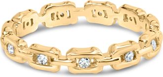 House of Brilliance 10K Yellow Gold 1/10 Cttw Paperclip Style Link Band Ring