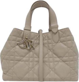 Dior Pre-owned Vintage Leren Tote Bag - Dames - Vintage Shopper - Beige - ONE Size - Leer - Vintage
