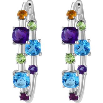 Effy Sterling Silver Semiprecious Stone Inside Out Hoop Earrings in Silver Multi at Nordstrom Rack