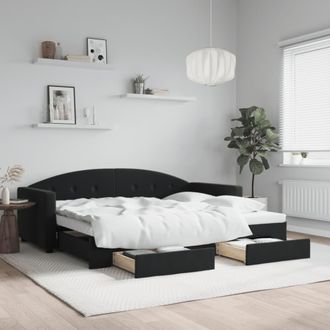 vidaXL Sof&aacute; Cama Nido Con Cajones Terciopelo Negro 90x190 Cm Vidaxl