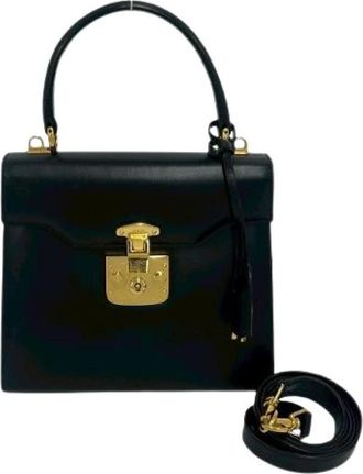 Gucci Pre-owned Lady Lock 2way lederen tas - Dames - Vintage Handtas - Zwart - ONE Size - Leer - Vintage