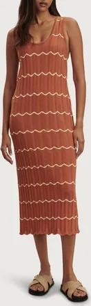Varley Yuna Scallop Knit Dress in Caramel Clay/anise Flower at Nordstrom, Size Xx-Small