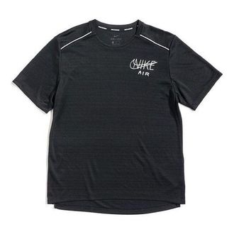 Nike Dri-Fit Miler Printing Short Sleeve Black AT7841-010