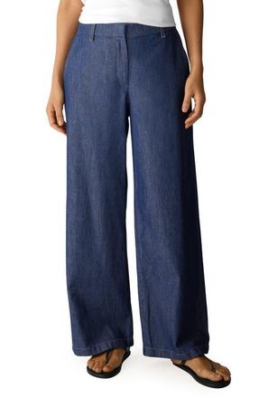 Eileen Fisher Wide Leg Organic Cotton Denim Pants in Dark Indigo at Nordstrom, Size Xx-Small