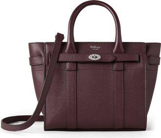 Mulberry Mini Zipped Bayswater Leather Tote in Black Cherry at Nordstrom