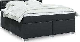 vidaXL Vidaxl - Cama Box Spring Con Colch&oacute;n Cuero Sint&eacute;tico Negro 180x200 Cm