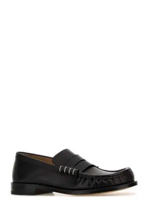 J.W.Anderson Mens Black Leather Loafers Mocassini