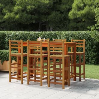 vidaXL Taburetes De Barra De Cocina 6 Unidades Madera Maciza Acacia Vidaxl