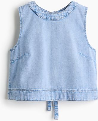 H&M Open-back denim top - Helles Denimblau