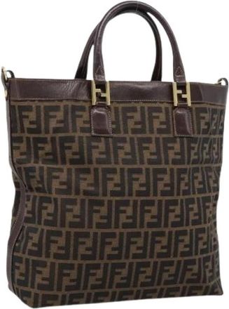 Fendi Pre-owned Zucca Canvas Tote Bag - Dames - Vintage Shopper - Bruin - ONE Size - Leer - Vintage