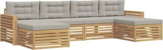 vidaXL Conjunto De Sof&aacute;s De Exterior 6 Uds. Blanco Y Gris Claro Vidaxl