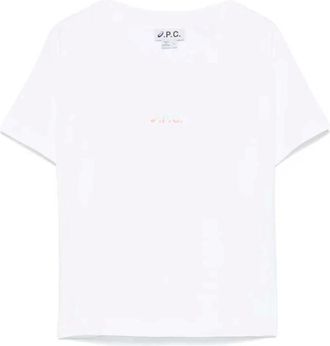 A.P.C. A.p.c., Tops, Dames, Wit, S, Katoen, Cloud T-shirt - Gots Gecertificeerd Katoen