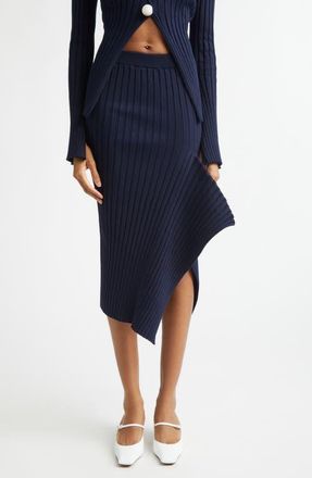 Stella McCartney Cotton Ribbed Sweater Skirt in Ink at Nordstrom, Size Medium