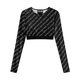 Versace Jeans Couture Long Sleeve Tops, female, Black, Size: 3XS Top