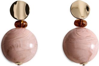 Mango Combined Bead Drop Earrings in Pastel Pink at Nordstrom