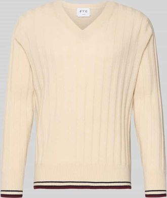 FTC Kaschmirpullover mit gerippten Abschl&uuml;ssen in Beige, Gr&ouml;&szlig;e 48