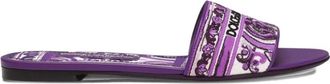 Dolce & Gabbana Geborduurde Slippers - Dames - Sandalen - Paars - 35 EU - Katoen - Schoenen