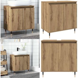 vidaXL Mobile da Bagno Rovere Artigianale 58x33x60 cm in Truciolato - Mobile in truciolato - Mobile da bagno in legno