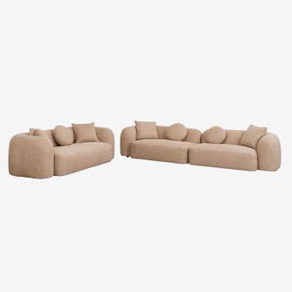 Sklum Sklum - Conjunto De Sal&oacute;n Con Sof&aacute; Modular De 2 Piezas Y Sof&aacute; De 3 Plazas En Chenilla Coco