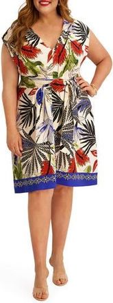 Kensie Cap Sleeve Crepe Dress in Natural Mu at Nordstrom Rack, Size 1X