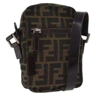 Fendi Pre-owned Cross Body Bags, female, Brown, Size: ONE SIZE Pre-owned Vintage Zucca Canvas Shoulder Bag
