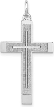 Diamond2Deal 14K White Gold Laser Designed Cross Pendant