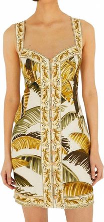 Farm Rio Buttoned Mini Dress In Trancoso Sand