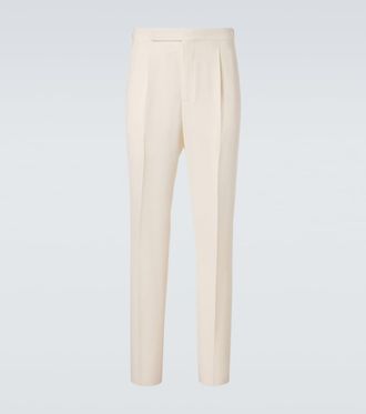 Umit Benan Pantalones de traje Pietro en mezcla de seda y algod&oacute;n