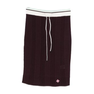 Casablanca Paarse Gebreide Trekkoord Rok - Dames - Midirokken - Paars - M - Katoen - Rokken