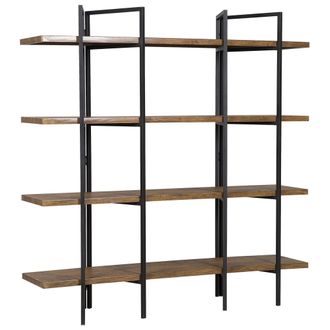 Beliani Beliani - Estanter&iacute;a De 4 Niveles De Madera Oscura Con Marco De Metal Negro Abierta Minimalista Industrial Compton