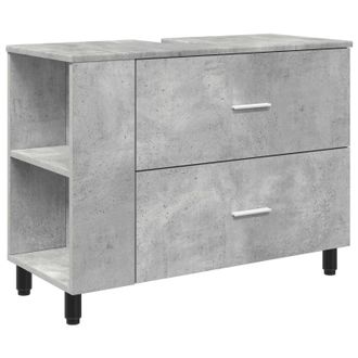 vidaXL Unidad De Tocador De Ba&ntilde;o Gris Hormig&oacute;n 80 X 35 X 60 Cm Vidaxl