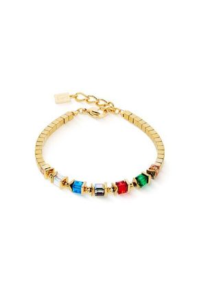 Coeur de Lion Sparkling Cubes Fusion Chain Gold Bracelet in Multicolor at Nordstrom, Size 8.25
