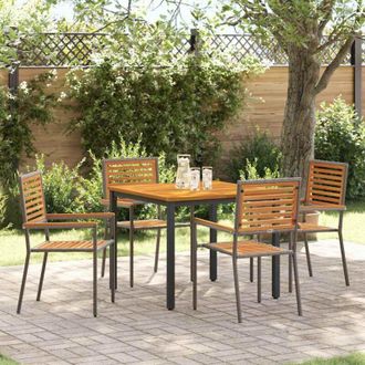 vidaXL Set da Pranzo per Giardino 5 pcs Grigio 90 x 90 x 75 cm vidaXL