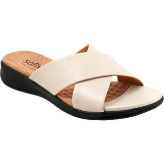Softwalk Tillman Leather Cross Strap Slide Sandal in Ivory at Nordstrom Rack, Size 10.5