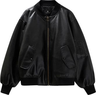 Anine Bing Bomber Jackets, female, Black, Size: M Leon Bomber Jacket
