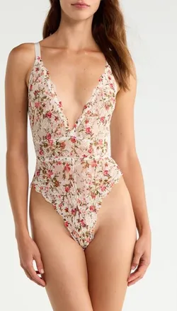 Kilo Brava Floral Lace Teddy in Field Floral at Nordstrom, Size Xxx-Large
