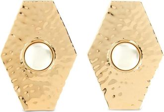 Self Portrait Orecchini martellati con perle - Oro
