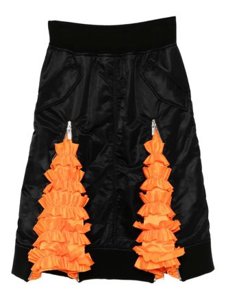 Comme Des Gar&ccedil;ons frilled-panel skirt - women - Nylon/Polyester/Polyester - S - Black