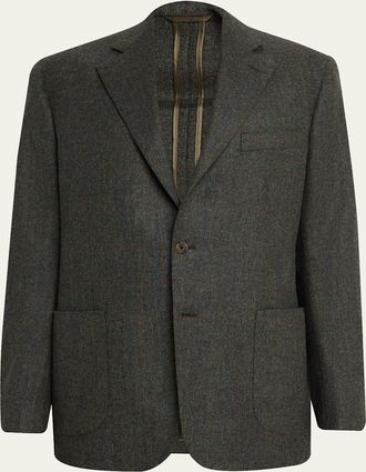 Anderson & Sheppard Mens Single-Breasted Wool Cashmere Sport Coat
