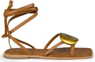 Vic Mati&eacute; G42 Vierkante Open Sandaal - Dames - Sandalen - Bruin - 38 EU - Leer - Schoenen